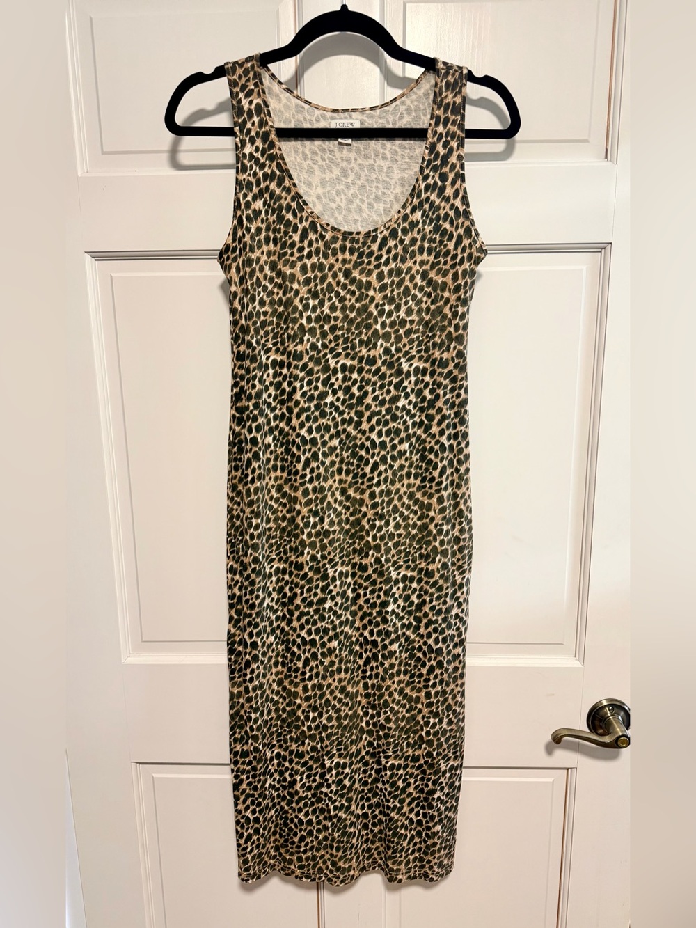 J. Crew Leopard Print Sleeveless Midi Dress Side Slit Size Small